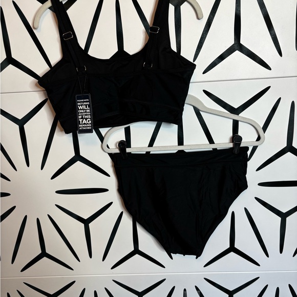 NWT BMJL Black Sporty High Waisted Bikini Two-Piece Cheeky High Cut Size L - Picture 5 of 12